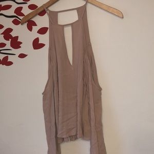 TOBI Pink Cold Shoulder Keyhole Long Sleeve Top